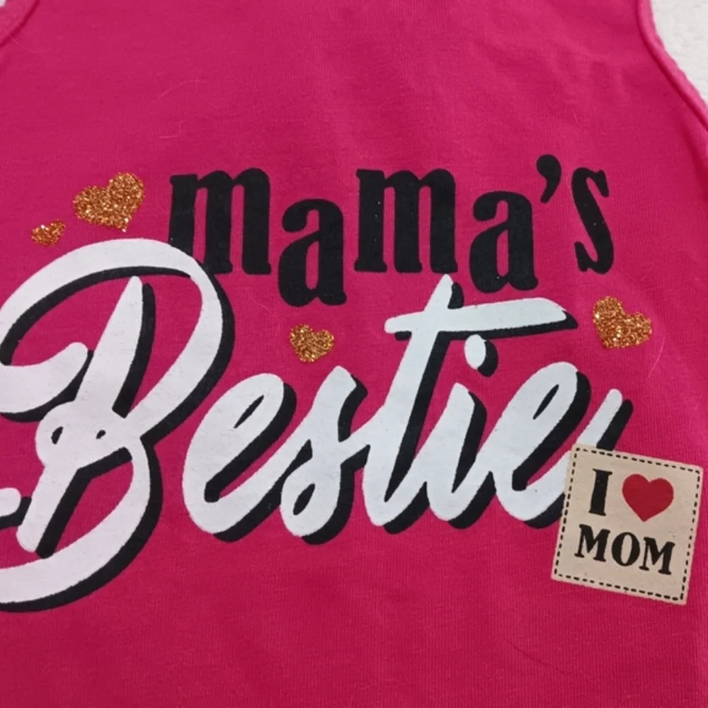 3/10 NEW Dog Shirt Mama's Bestie Hot Pink XS